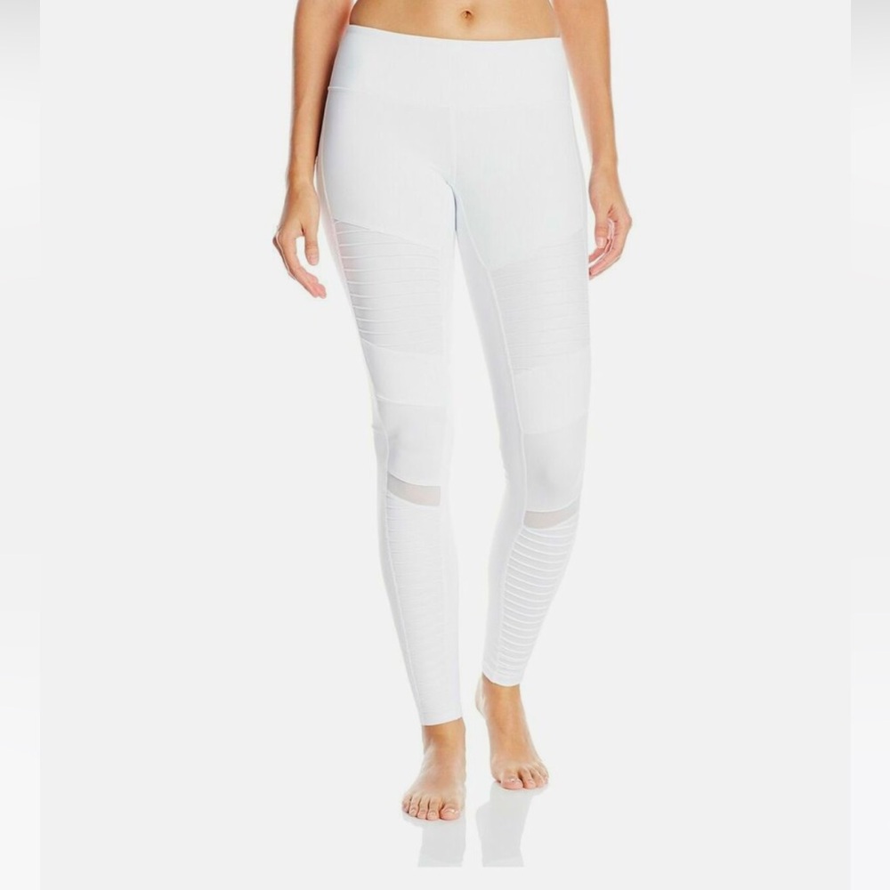 NWT Alo Yoga Women's Low-Waisted Moto Leggings, White Glossy, S